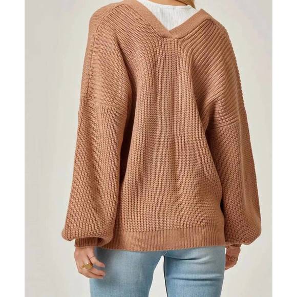 NEW ANDREE BY UNIT the andi ribbed knitted sweater in taupe - Picture 2 of 3